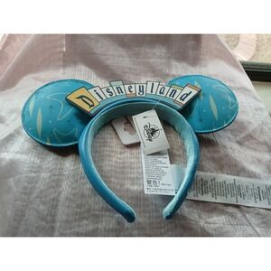 NWT Disneyland Parks Marquee Sign Mickey Mouse Ear Headband retro blue